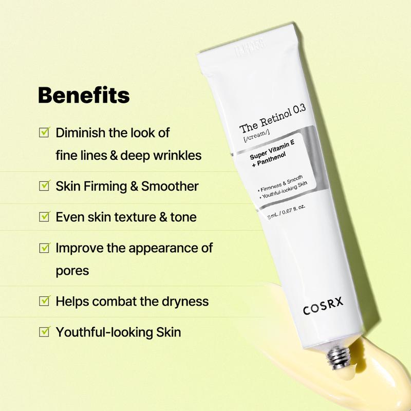 [COSRX Official] The Retinol 0.3 Cream (20ml) | 0.3% PURE RETINOL BOOST SKIN ELASTICITY & FIGHTS FINE LINES, EYE WRINKLES Comfort Skincare