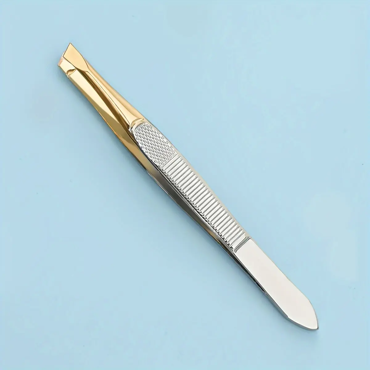 2pcs Slanted Precision Tweezer - Stainless Steel Facial Hair Remover for Ingrown Hair, Daily Beauty Tool, Cosmetic Makeup Tool for Eyebrow Shaping and Plucking - Easy to Use, Anti-Slip Grip, and Long-Lasting, Cosmetics Makeup Tools