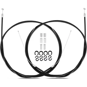 1 Pair Bike Brake Cable Set,Front and Rear Brake Cable,Universal Standard Bicycle Brake Cable for Mountain MTB Bike,Bike Brake Wire Set for Road Bike and Common Bike,Free End Caps accessories,Black