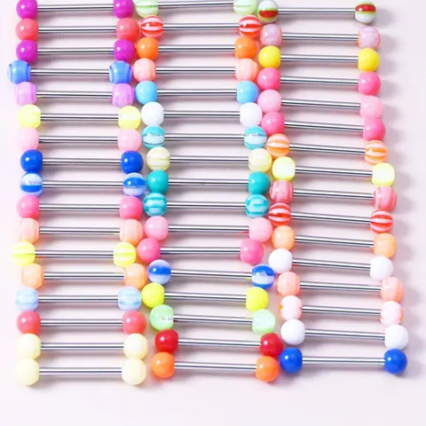 Colorful Nipple Rings, 50 Counts Stainless Steel Nipple/Tongue Rings Straight Barbell Bars Piercing in Length For Women Men, Body Jewelry, Body Piercings, for Party, Daily Clothing Decor, Jewelry for Birthday Gift