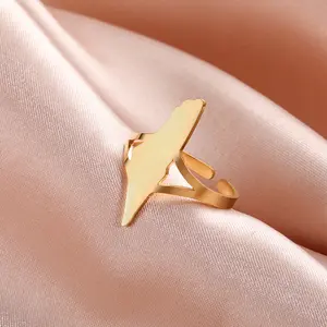 Cazador Adjustable Israel Palestine Map Rings for Women Men Stainless Steel Jewelry Country Finger Rings Gift 2025 Wholesale
