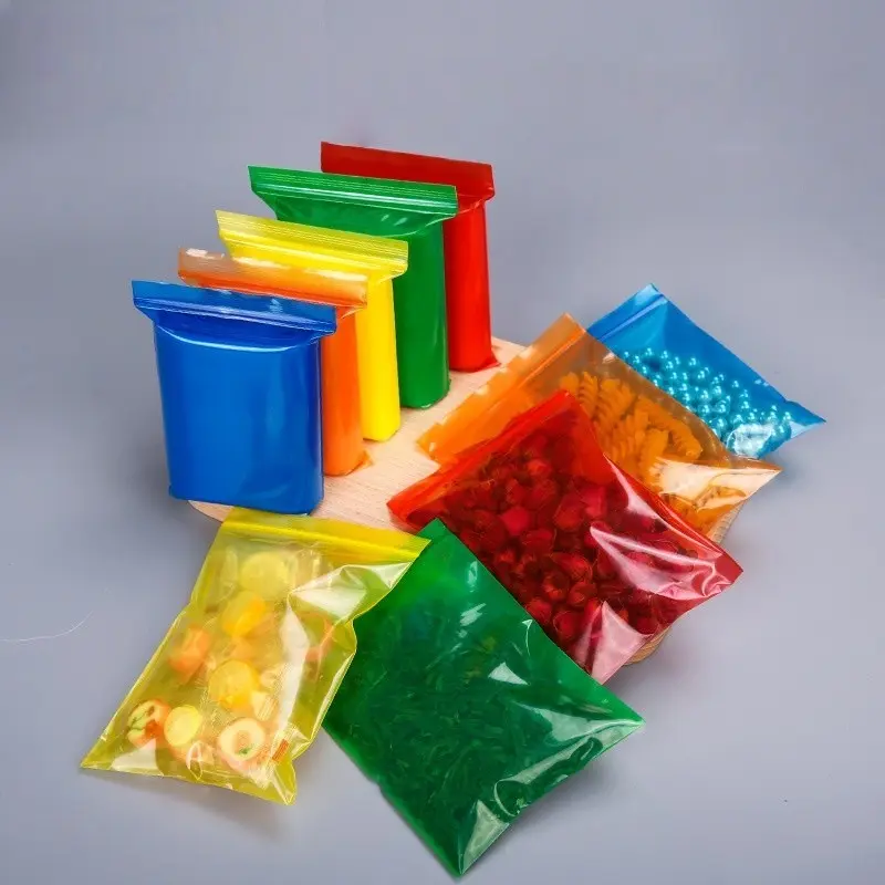 100pcs 5x7cm Colorful Self-Sealing Bags, Transparent Plastic Sealed Food Packaging, Food Pouch, Storage Bags for Items, Durable & Reusable Snack Containers, Resealable Containers