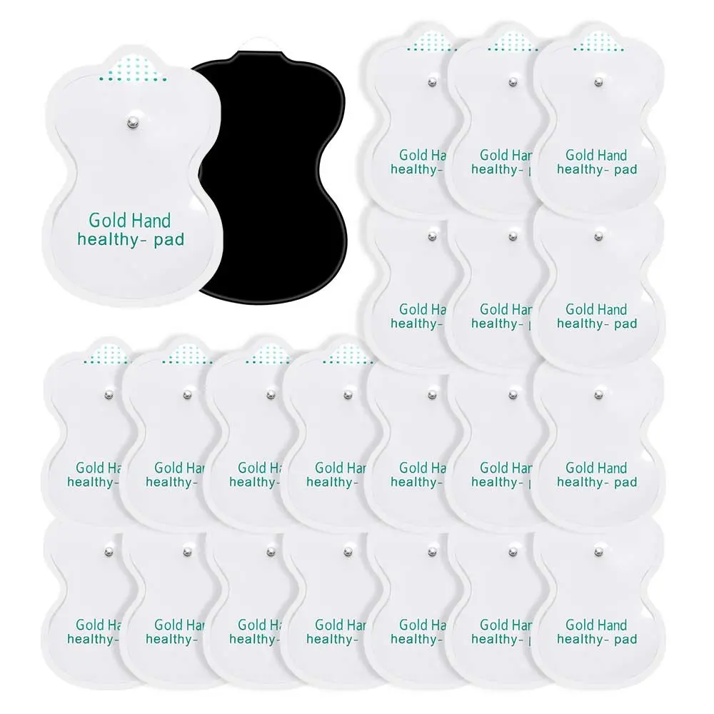 TENS Electrode Pads Self Adhesive Slimming Pulse Massager Physiotherapy Gel Sticker Gold Hand Healthy EMS Muscle Stimulator Replacement Massage Patches Accessories Snap 3.5mm