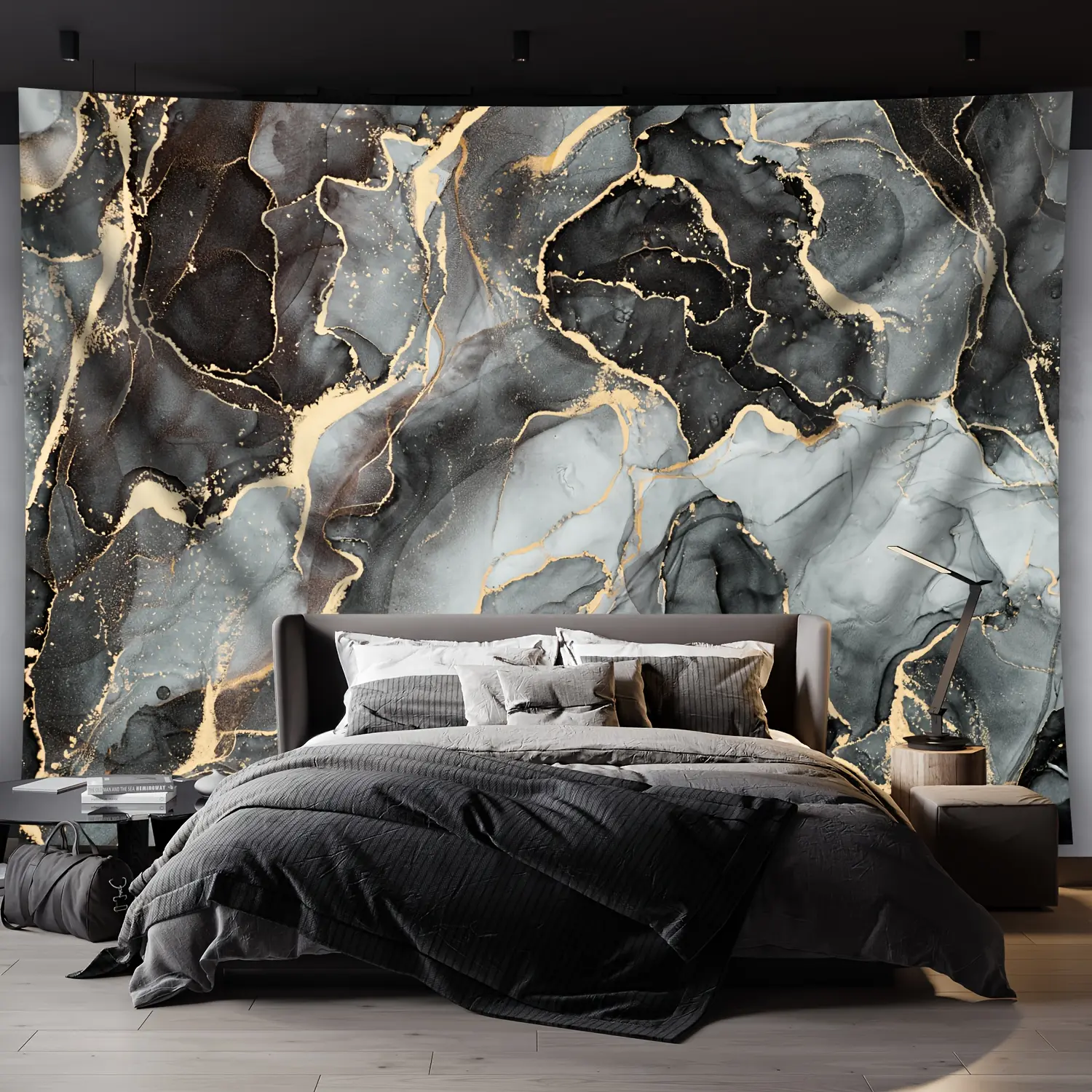 1pc Extra Large Synthetic Marble Texture Polyester Tapestry - Animal Print Indoor Room Art Wall Hanging with Free Hanging Clips, No Electricity-Battery Needed for Living Room, Bedroom