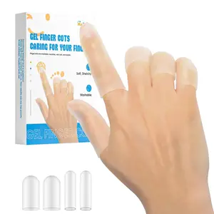 20Pcs Gel Finger Cots Small Silicone Finger Protectors Sleeves Fingertip Cover Caps to Heal Cracked Eczema Peeling Hangnails Corn Calluses