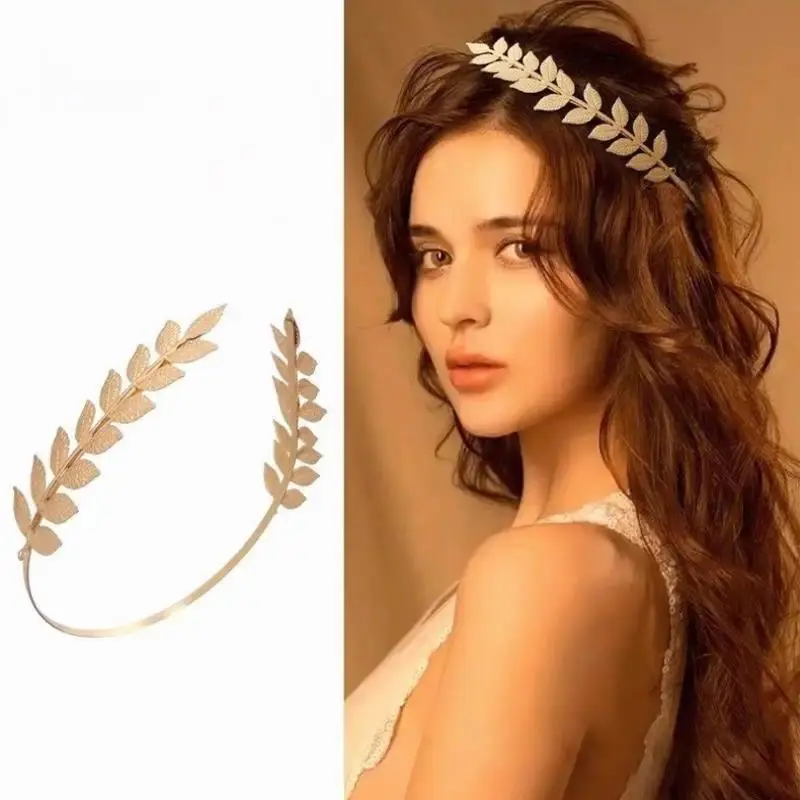 New Retro Gold Baroque Leaf Motif Goddess Crown Headband with Crystal Accents - Bride Wedding Hair Accessory That Adapts to a Wide Range of Occasions, Adapt To A Wide Range Of Occasions, Bright And Dazzling