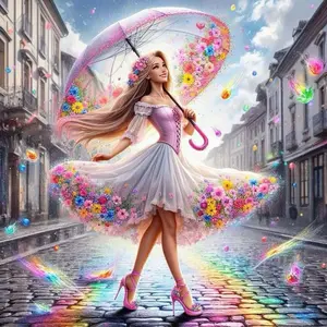 Flower Umbrella Pattern DIY Diamond Arts Colorful Painting Kit Without Frame, DIY 5D Diamond Arts Colorful Painting Kit, Wall Art Decor for Home, Handcraft