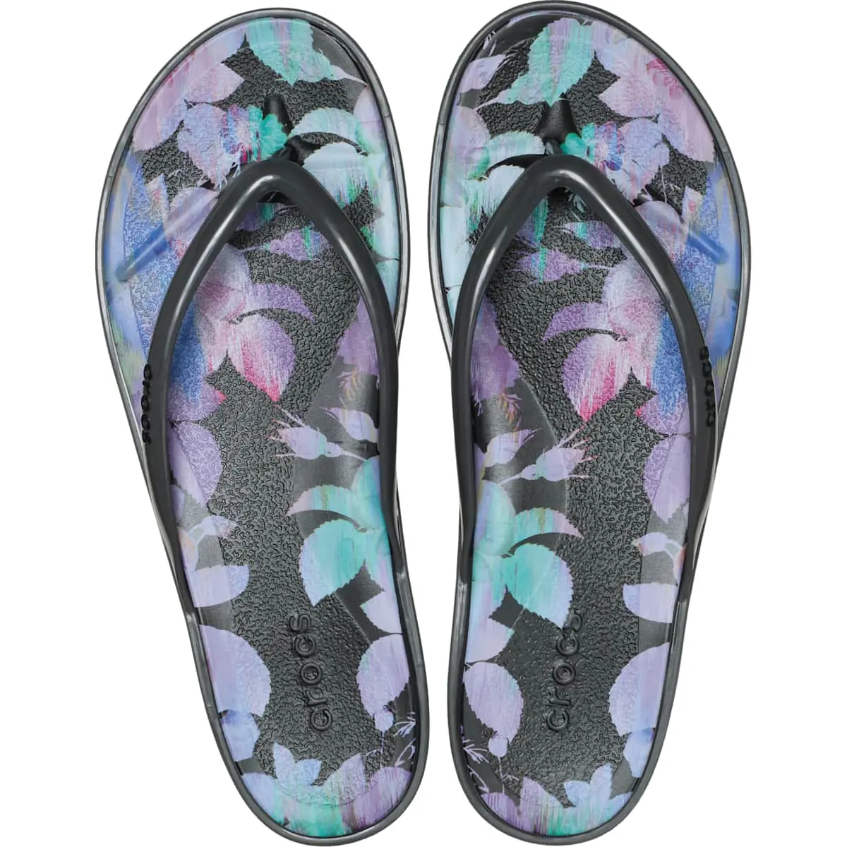 Crocs Women's Miami Round Toe Flip Flops, Summer Sandals - Floral and Animal Prints
