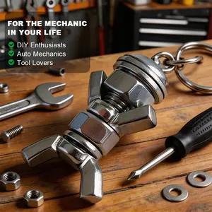 Handmade DIY Hardware Robot Keychain, Industrial Bolt-and-Nut Art Piece with Artistic Look, Unique Gift for Mechanics