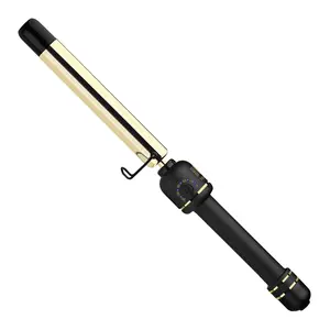 HOT TOOLS New and Improved 24K Gold Professional 1" Extended Barrel Curling Wand for Bouncy Curls | No Clamp for Quick and Easy Styling, 24K Gold Technology for Long-Lasting Results & Longer Barrel