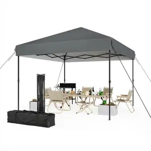 GAOMON 10x10ft Pop Up Canopy Tent with 3 Sidewall, One-Person Setup Instant Portable Shelter w/Storage Bag, 4 Guy Ropes and Weight Bags, Heavy Duty Commercial Instant Tent Shelter, Grey