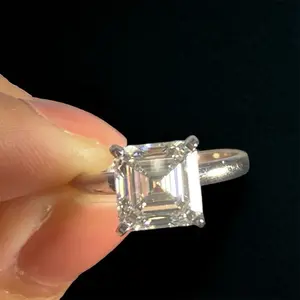 3.57 Asscher cut Lab Grown Certified Diamond Ring F color VS1 Engagement Ring Wedding Anniversary