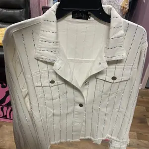 White rhinestone jean jacket
