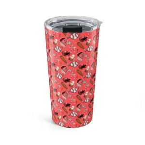 Baseball Pattern Tumbler | 20oz Stainless Steel Travel Cup