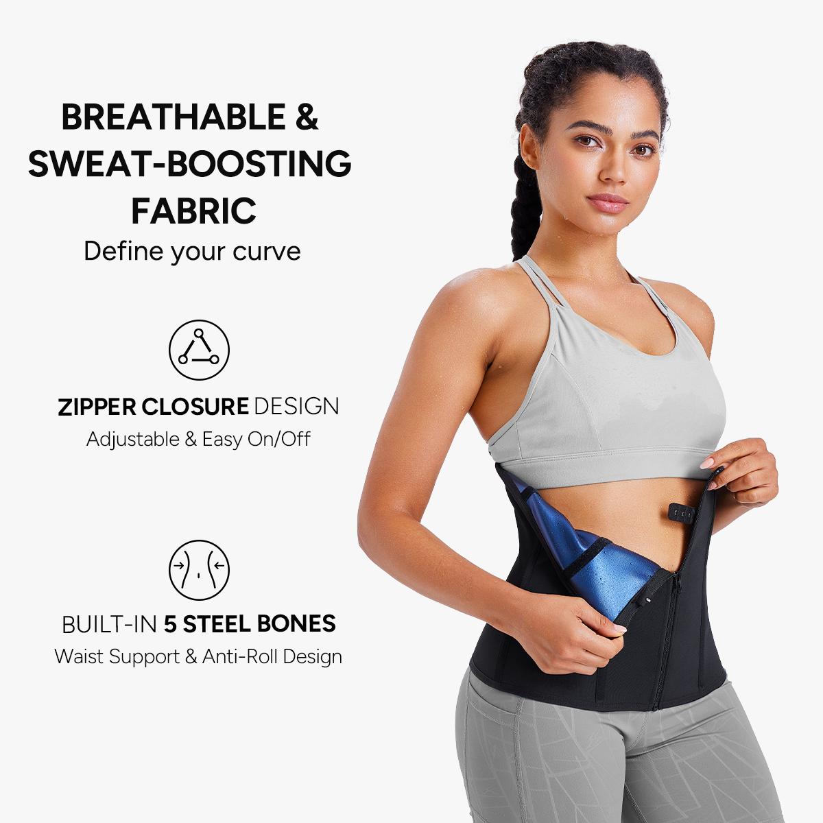 【LIVE】Nebility Women's Sauna Suit Waist Trainer for Workout Promote Sweating Waist Support Sweat Absorption