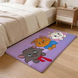 T-The Aristocats cartoon Floor Mat Thickened Soft Flannel Rug – Non-Slip, Absorbent & Wear-Resistant Indoor Mat for Entryway, Living Room & Daily Home Use