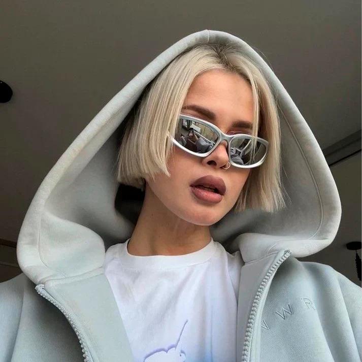 Y2K Glasses & Sunglasses 2000s Retro | Black Rave Party Shades | Futuristic Rimless Wrapround UV400 Polarized Sunglasses for Women Men | Unisex Sports Fashion Sun Glasses