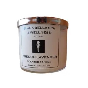 Black Bella Spa French Lavender Scented Soy Candle – Calming Floral Aromatherapy