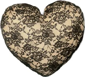 Decorative Heart-Shaped Pillow with Spiderwebs and Lace Accents