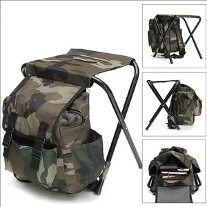 Folding Stool Backpack, 3-in-1 Portable Camping Chair with Storage Bag, Lightweight Oxford Cloth Hunting Fishing Stool, 10L Large Capacity, 200lbs Load-Bearing, Camo Outdoor Backpack Chair for Hiking Travel Picnic supplies
