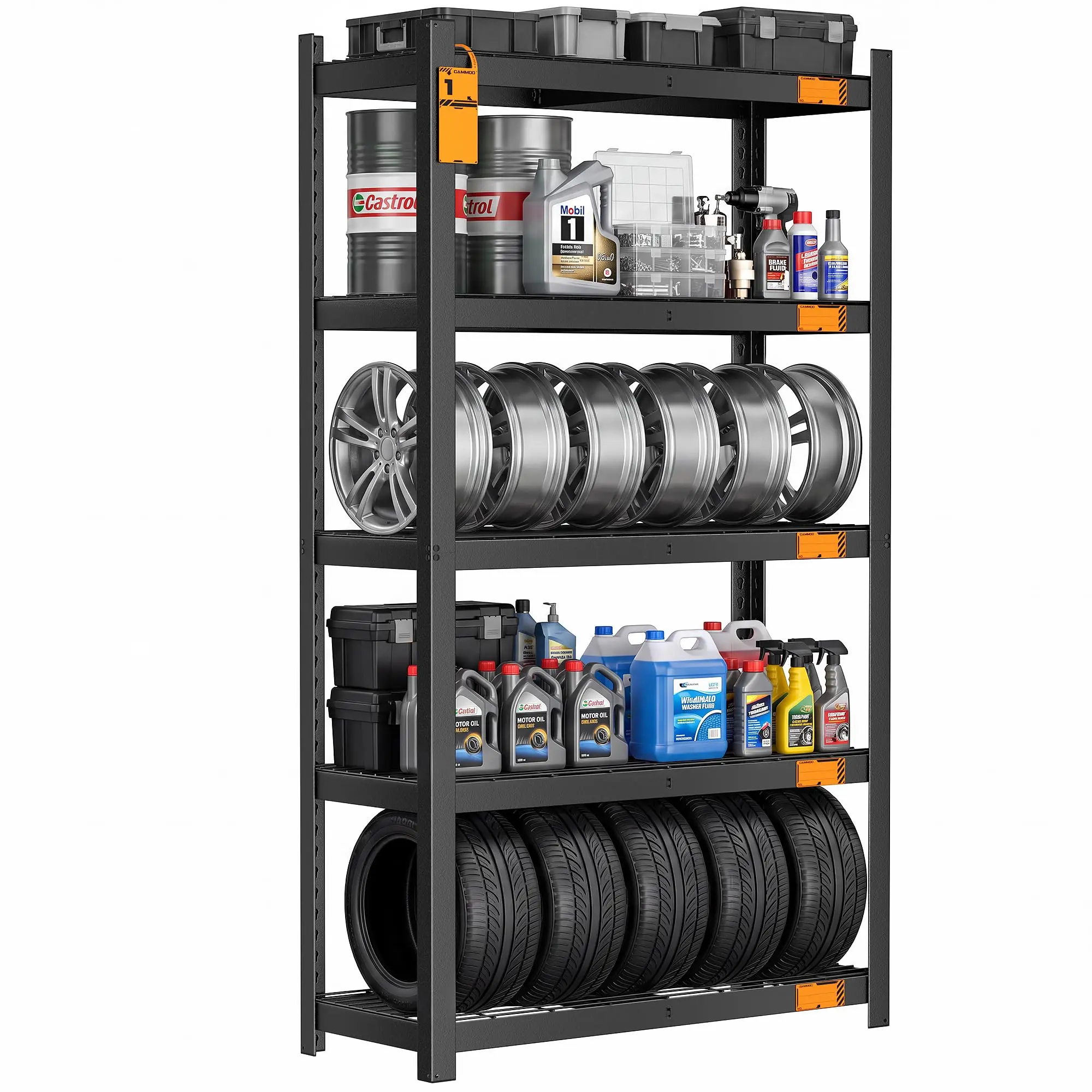 【Summer Sale】CAMMOO 36''W Storage Shelves, 3500LBS Metal Garage Shelving Unit with Magnetic Lable, Upgraded Structure, Solid Steel, Heavy Duty Adjustable 5 Tier Wire Shelf for Basement, Kitchen, 36"W x 16"D x 72"H campingessentials