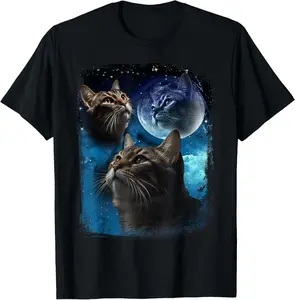 Cats Howl at Moon Funny Vintage Three Cat Howling wolf meme T-Shirt, Aesthetic Tee for Men & Women – Easy Style, All Day Comfort