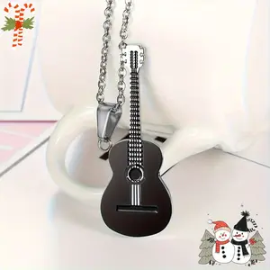 1pc European and American Fashion Unique Guitar Pendant Casual Party Trend Versatile Necklace, Suitable for Daily Wear Jewelry, A Gift for Friends and Family Minimalist Chain Matelasse Chain
