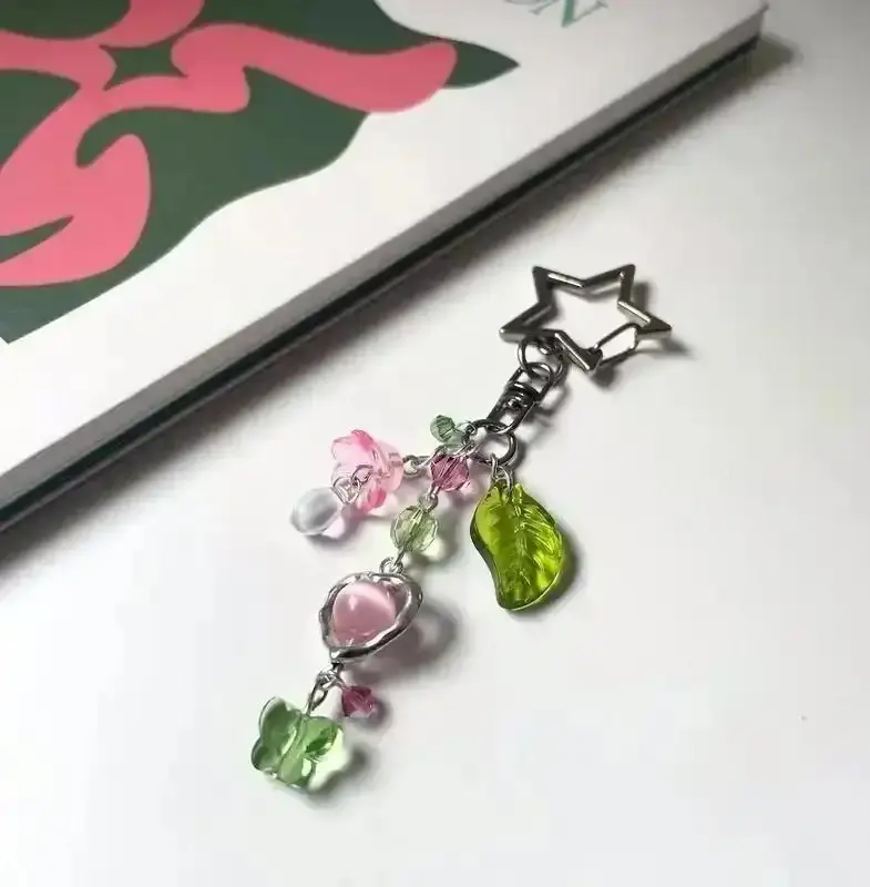 TXT TEMPTATION inspired beaded keychain |       moa gift |       KPOP accessories |       handmade beaded keychain |       pink and green keychain