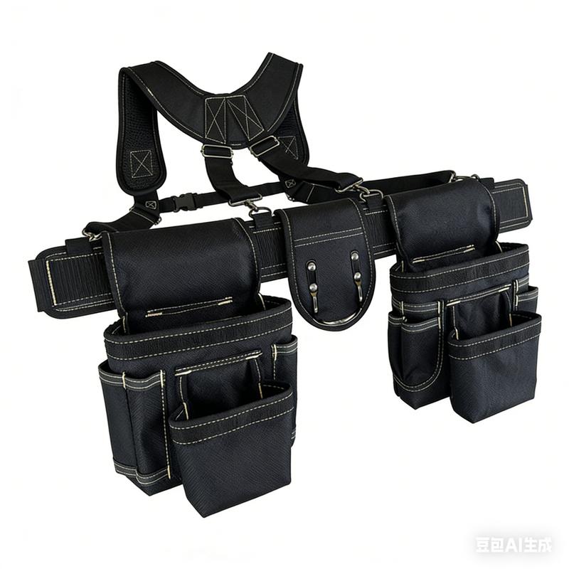 Tool Belt with Suspenders Heavy Duty Comb Apron Construction Suspension Rig Tool Bag for Builders Electrician and Framers Portable Utility Storage Bag Adjustable Multi Purpose Repair Tool Pouch Bag