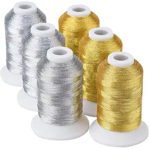 6 Spools Metallic Embroidery Machine Thread (3 + 3  Colors) 500M(550Y) for Embroidery and Decorative Sewing