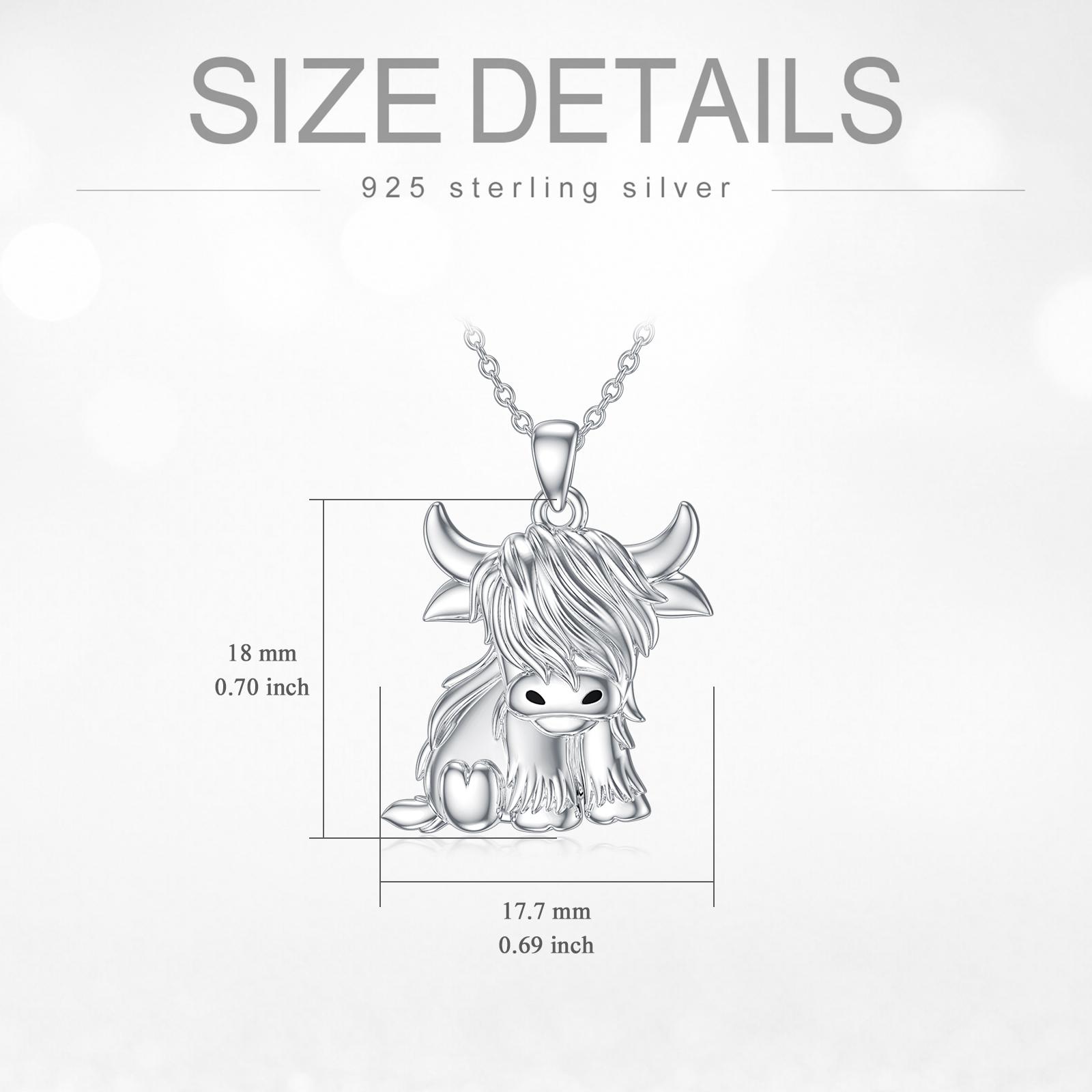 MEIDERBO Jewelry 925 Sterling Silver Cute Yak Plateau Cow Design Pendant Necklace, Animal Pattern Pendant Necklace, Fashion, Birthday Gift, Valentine's Day Gift