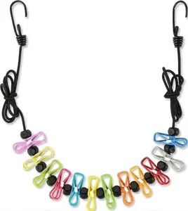 Retractable Clothesline with 12 Clips Travel Laundry Rope for Indoor Outdoor Camping Accessories