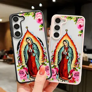 Virgin Mary Pattern Clear Magnetic Phone Case, Compatible with MagSafe Silicone Bumper Protective Cover For iPhone 17 Pro Max Plus Air/16/15/14/13/12/11 y Samsung S25 S24 S23 S22 Ultra Plus FE Catholic
