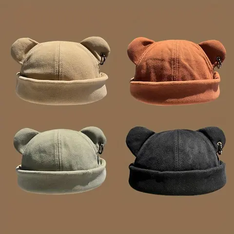 Unisex Fun Character Ear Brimless Hat - Multi Size, Rolled Cuff, Machine Washable, Ideal for Gym, Daily Errands