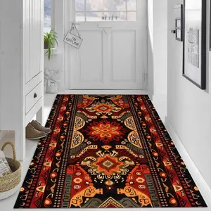 【Velvet + 850g/m² + Anti-slip dotted backing】1pc Rich exotic colors, tribal striped geometric pattern rug, comfortable and beautiful, versatile in decorating styles, high-definition pattern printing with double-locked edges.