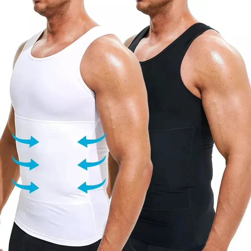 Mens Shapewear Hide Compression Tank Tops Men Body Shaper Tummy Control Undershirt Body Shaper Sauna Vest Menswear