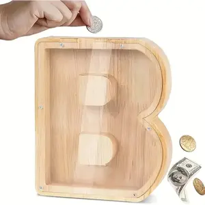 Personalized Wooden Letter Coin Storage Box - Extra-Large Alphabet Coin Storage Box for Boys & Girls | Savings Bank with Coin Slot  | Unique Birthday/Christmas Gift