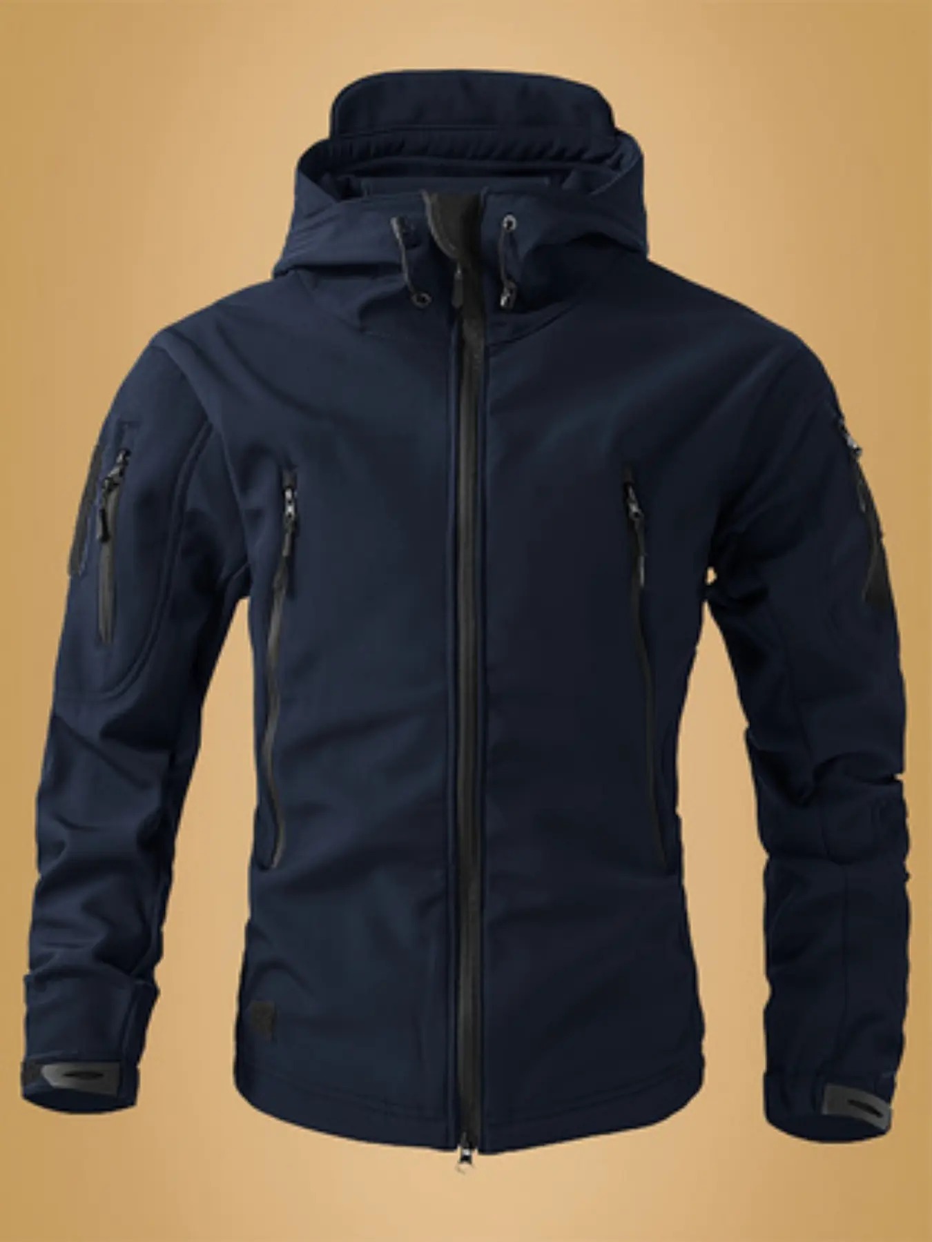 Men's Spring Autumn Solid Color Soft Shell Tactical Jacket, Outdoor Sports Leisure Hiking Camping Hooded Coat, Perfect for Nature Activities