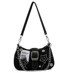 Y2K Shoulder Bag Fairy Grunge Hobo Bag Denim Chain Y2K Purses Crossbody Bag for Women