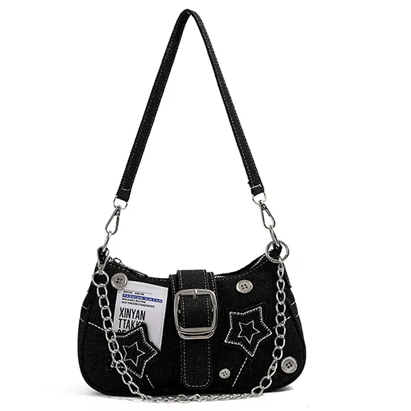 Y2K Shoulder Bag Fairy Grunge Hobo Bag Denim Chain Y2K Purses Crossbody Bag for Women