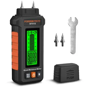 5 in 1 Moisture Meter, POROMETISTO 5 Modes Wood Moisture Meter with Three-Color Backlight, Data Hold & Max Measurement, Ideal for Wood (Oak/Pine/Walnut) and Building Materials