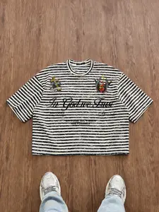 Men's Loose Fit Short Sleeve T-Shirt, Striped Cotton Tee, Faith God Number 23 Pattern, Casual Streetwear, Unisex, All Seasons