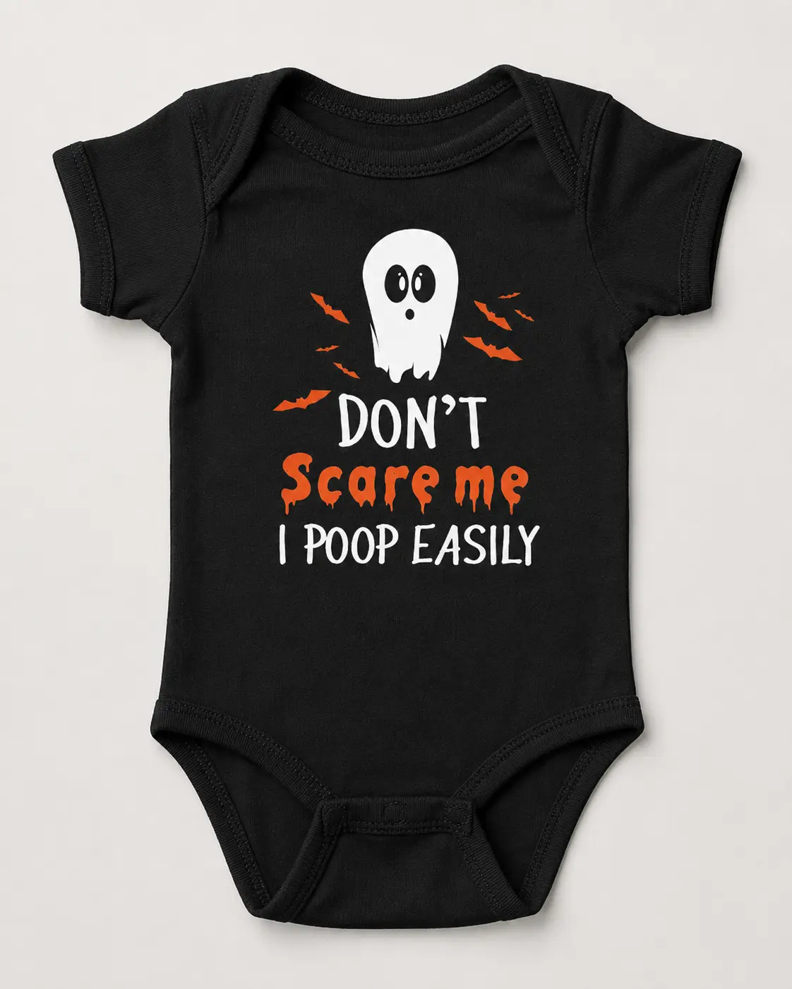 [BUBVORIE] Don't Scare Me I Poop Easily Onesie, Funny Halloween Baby Bodysuit, Spooky Boo Season Baby Outfit, Baby Shower Gift, Pregnancy Announcement Onesie