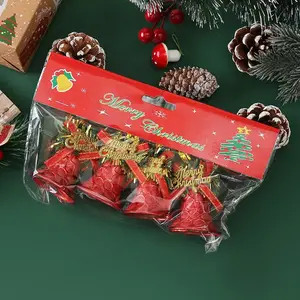 4PCS Christmas Bells Ornament Xmas Tree Hanging Pendants 2024 Merry Christmas Decoration For Home 2025 New Year Party Supplies