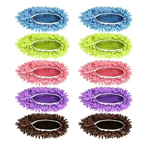5 Pairs (10 Pieces) Microfiber Mop Slippers - Soft, Machine-Washable, Reusable Cleaning Shoes for Floor Care - Ideal for Home, Kitchen, and Office - Suitable for Any Floor