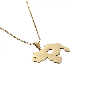 Venezuelan Map Pendant with heart Necklace - Stainless Steel