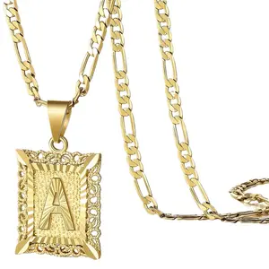 Best-Selling European & American Style Personalized 26-Letter Pendant Necklace for Men and Women, Versatile Thick Chain Collarbone Necklace