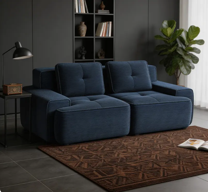 Stylish L-Shaped Modular Sectional Sofa, Cozy Corduroy, Deep Seating, Pearl-Like Piping, Tufted Details, Anti-Slip, No Assembly, Luxury Couch for Living Room