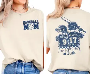 Personalized Baseball Mom Shirt with Kids Names, Custom Baseball Kids Mom, Custom Name and Number Baseball Tee,Gameday Mom Shirt