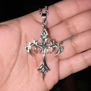 Men's Vintage Cross Design Pendant Necklace, Stainless Steel Jewelry for Party, Daily Clothing Decor, Trendy All-match & Exquisite Jewelry for Birthday Gift